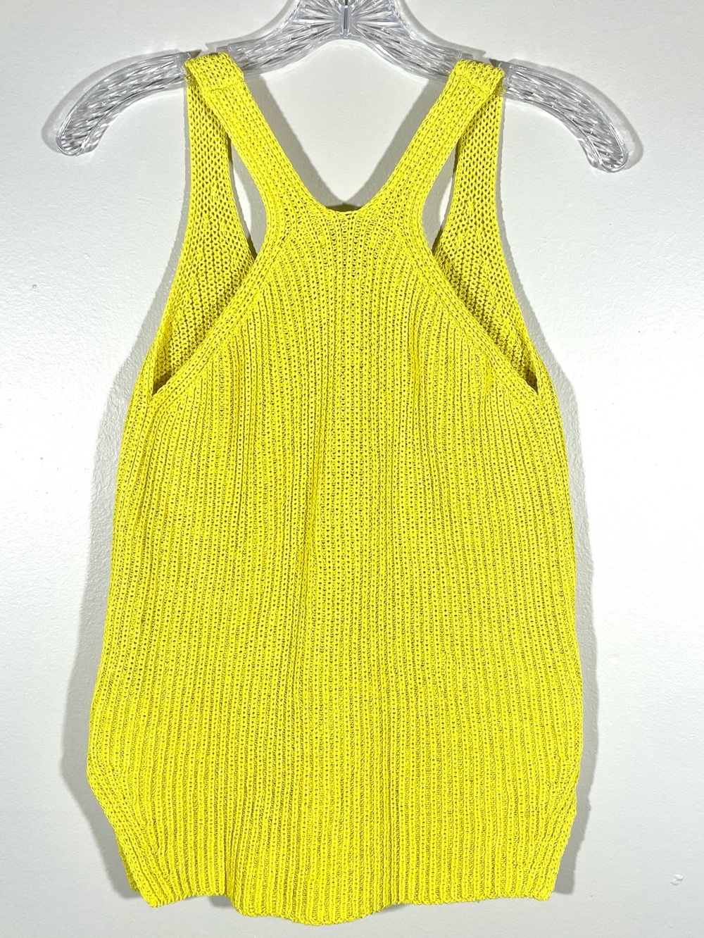 Massimo Dutti Yellow Open Knit Racerback Tank Top Made in Italy coastal festival - Picture 2 of 3